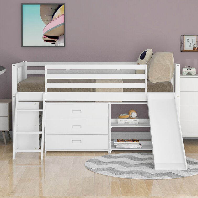 White low loft 2024 bed with storage